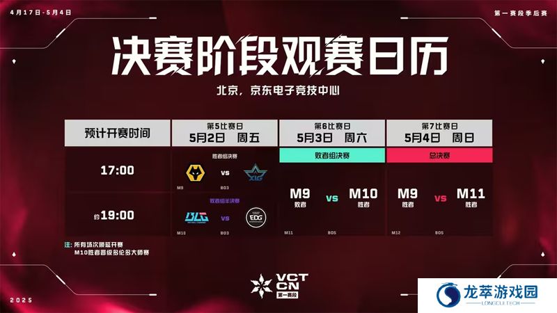 决赛阶段观赛日历 // 2025 VCT CN 联赛 第一赛段 季后赛